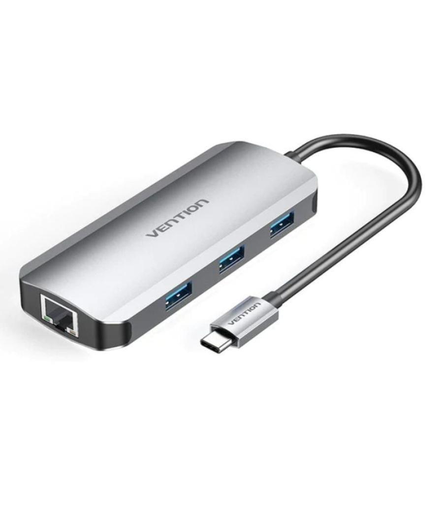 Docking usb tipo-c vention tohhb/ 1xhdmi/ 3xusb/ 1xrj45/ 1xusb tipo-c pd