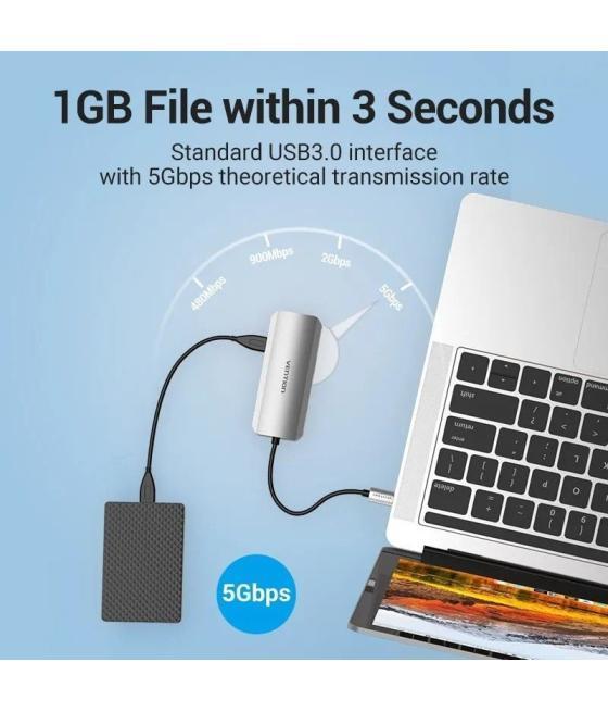 Docking usb tipo-c vention tohhb/ 1xhdmi/ 3xusb/ 1xrj45/ 1xusb tipo-c pd