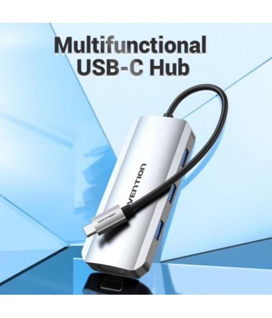 Docking usb tipo-c vention toihb/ 1xhdmi/ 1xvga/ 3xusb/ 1xusb tipo-c pd/ gris