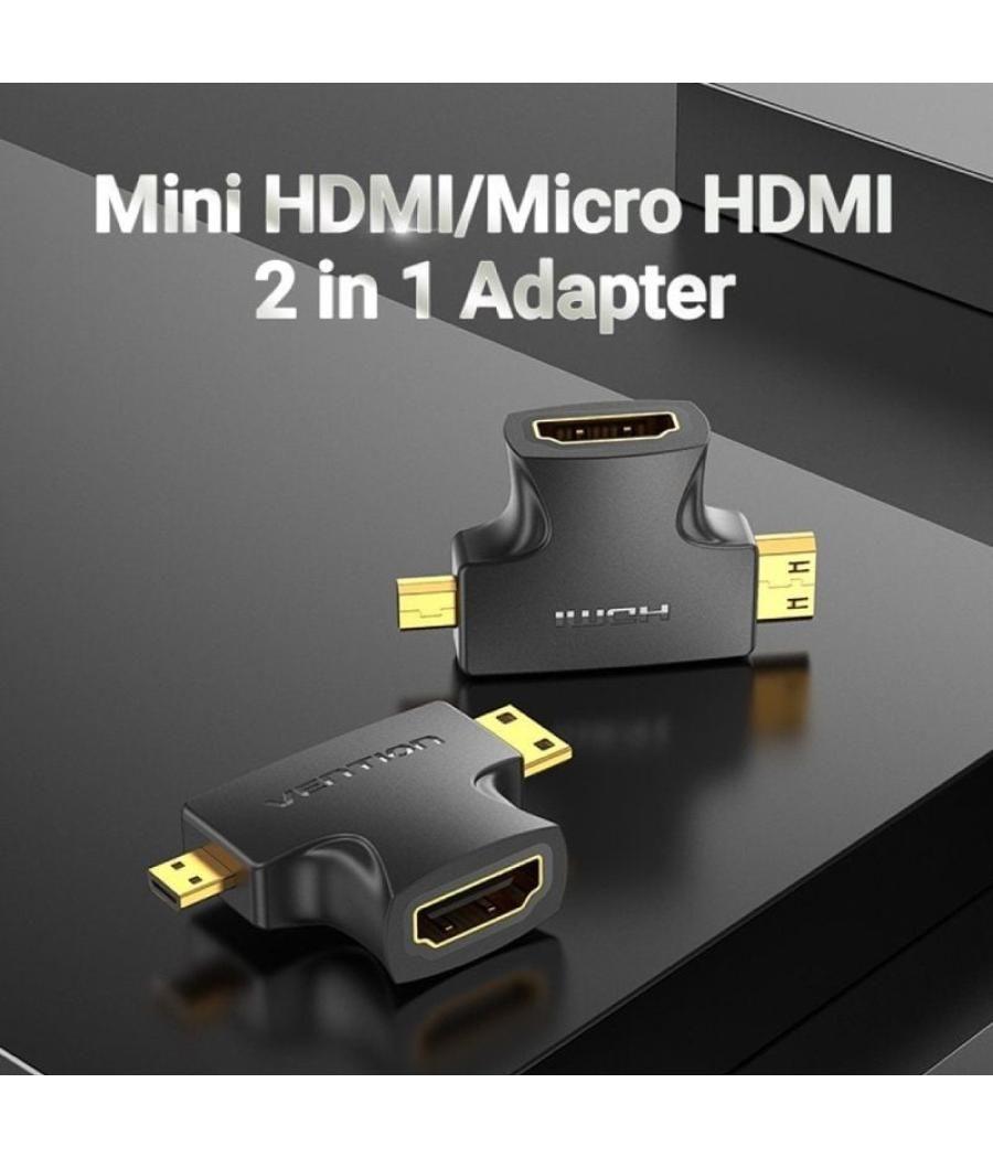 Adaptador hdmi 2 en 1 vention agfb0/ hdmi hembra a micro hdmi macho - mini hdmi macho