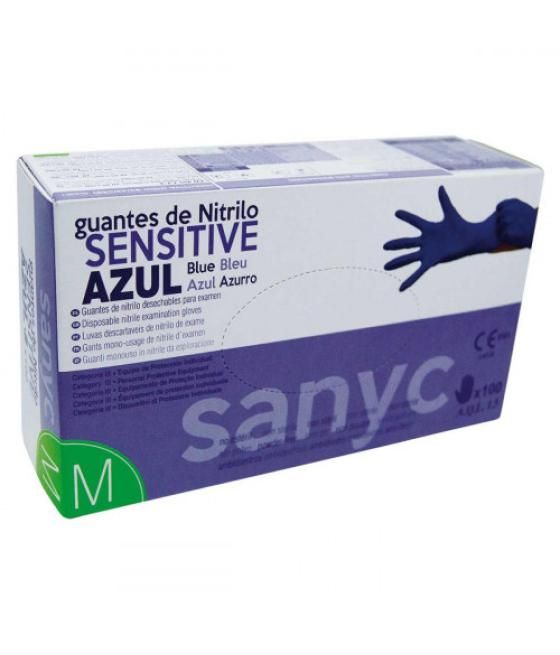 Paquete de 100 guantes nitrilo sensitive s/p t-m p-100 examen sanicen gu104