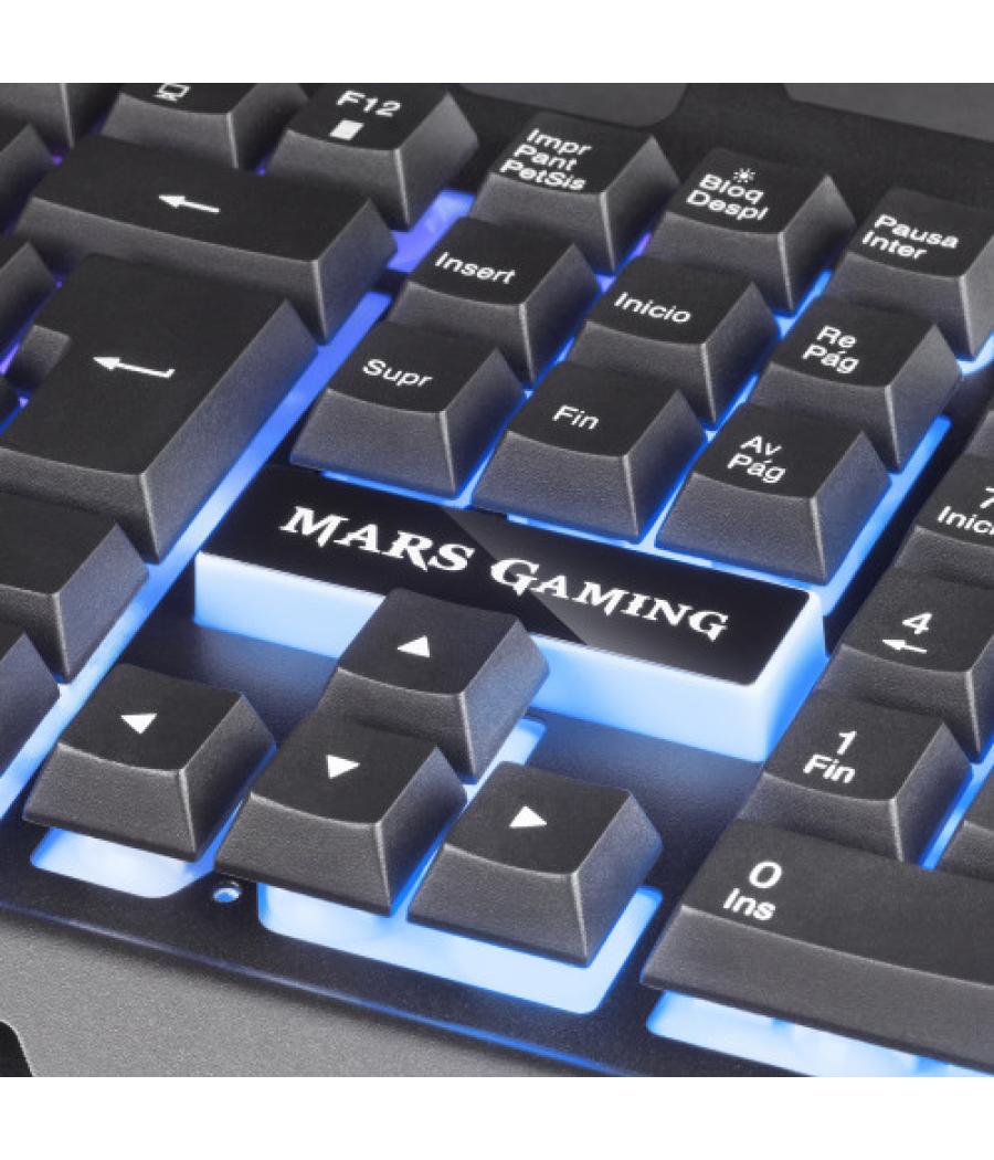 Mars gaming mk120pt teclado gaming frgb aluminio antighosting soporte smartphone gris y negro idioma portugués