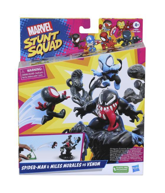 Set de juego hasbro marvel stunt squad villain knockdown spider - man y miles morales vs venom