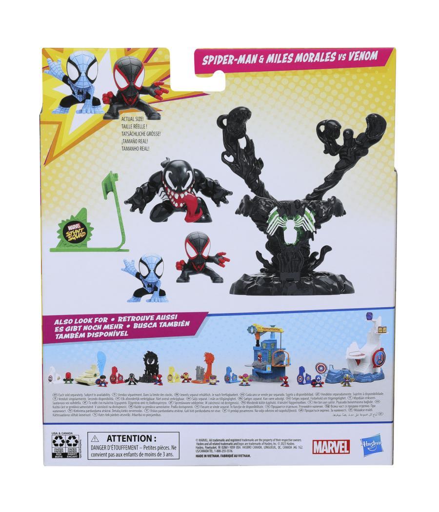 Set de juego hasbro marvel stunt squad villain knockdown spider - man y miles morales vs venom