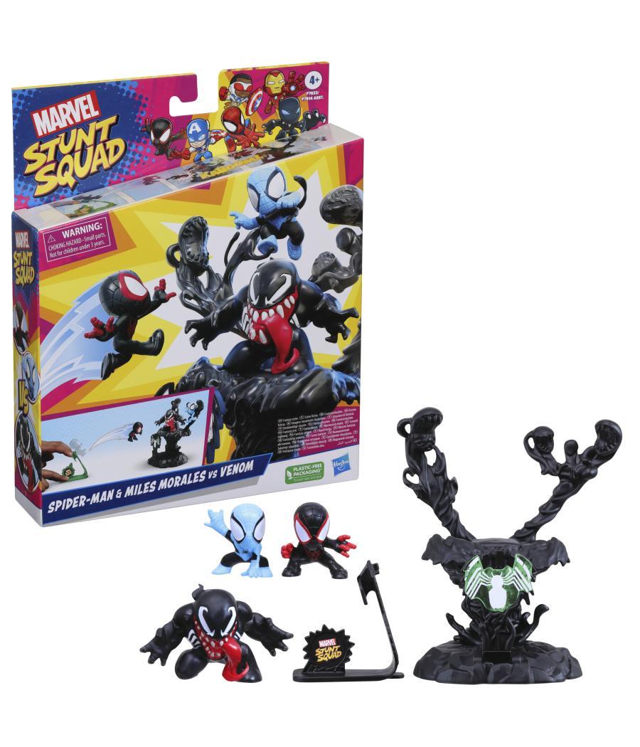 Set de juego hasbro marvel stunt squad villain knockdown spider - man y miles morales vs venom