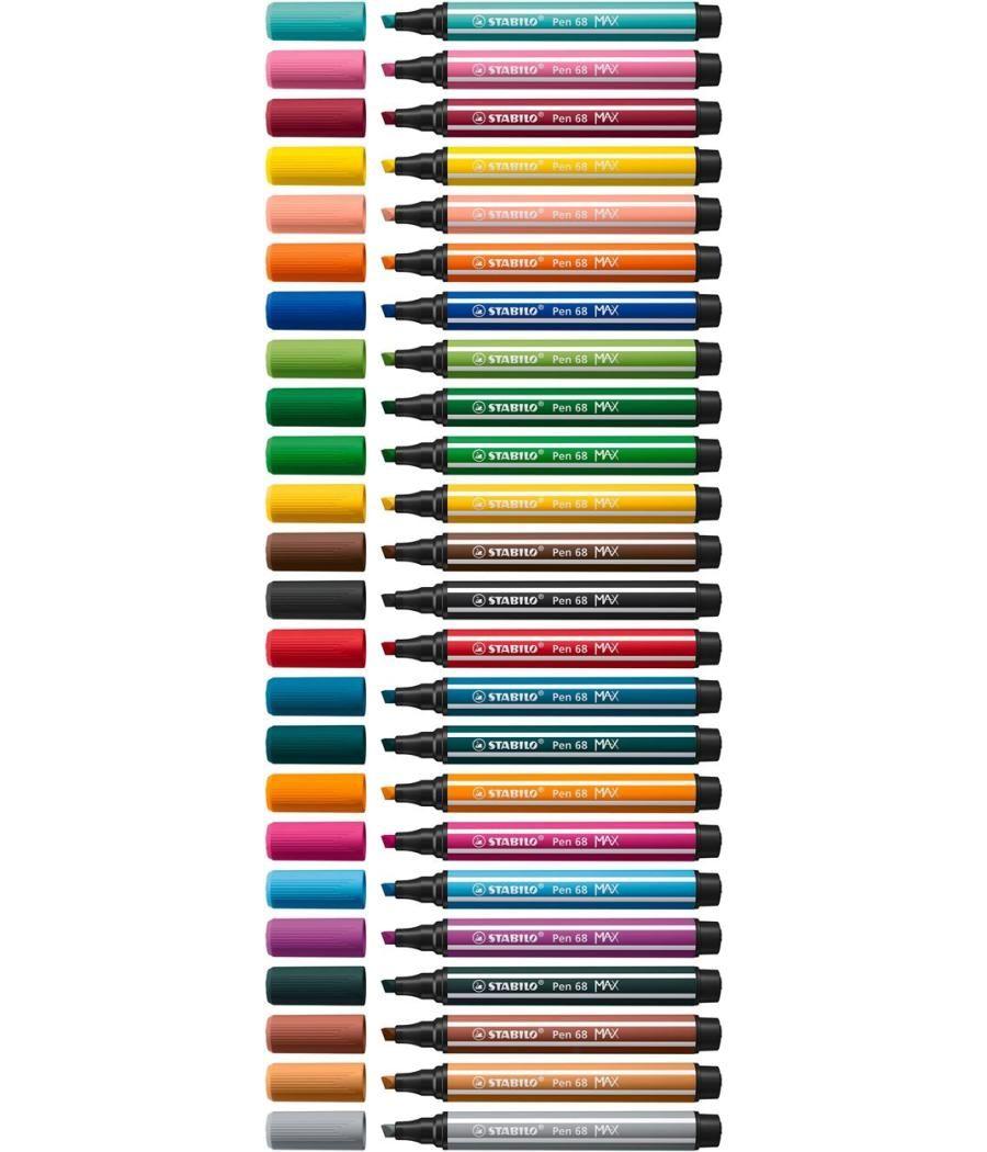 Estuche arty con 6 colores-rotulador premium con punta biselada pen 68 max stabilo 768/06-21