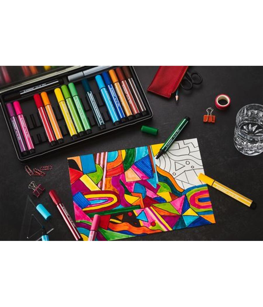 Estuche arty con 6 colores-rotulador premium con punta biselada pen 68 max stabilo 768/06-21