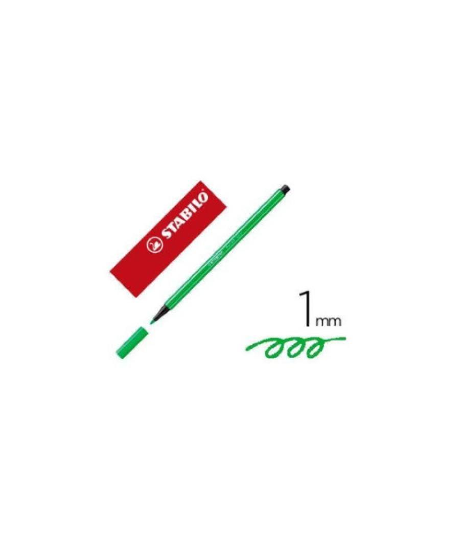 Rotulador premium con punta de fibra biselada pen 68 max color verde claro stabilo 768/33 pack 10 unidades