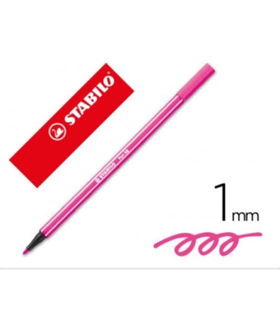 Rotulador premium con punta de fibra biselada pen 68 max color rosa stabilo 768/56 pack 10 unidades