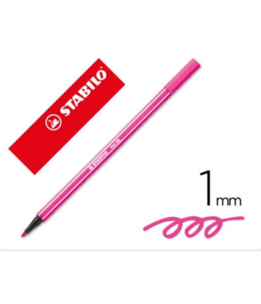 Rotulador premium con punta de fibra biselada pen 68 max color rosa stabilo 768/56 pack 10 unidades