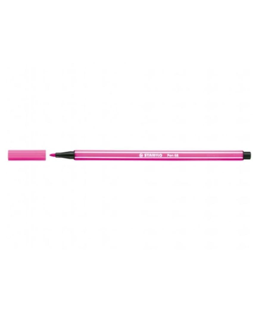 Rotulador premium con punta de fibra biselada pen 68 max color rosa stabilo 768/56 pack 10 unidades