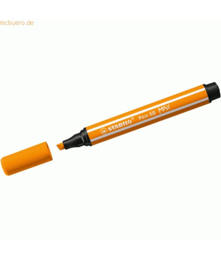 Rotulador premium con punta de fibra biselada pen 68 max color naranja stabilo 768/54 pack 10 unidades