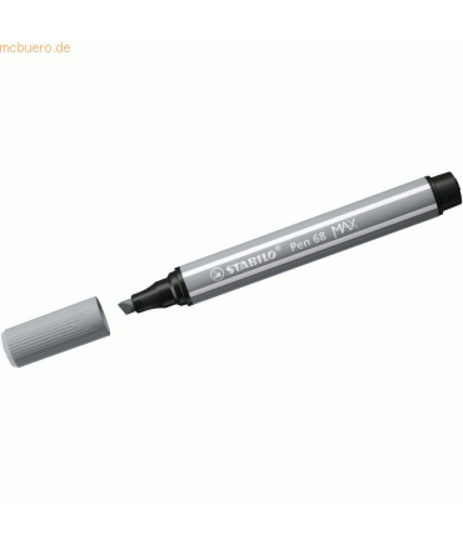 Rotulador premium con punta de fibra biselada pen 68 max color gris medio stabilo 768/95 pack 10 unidades