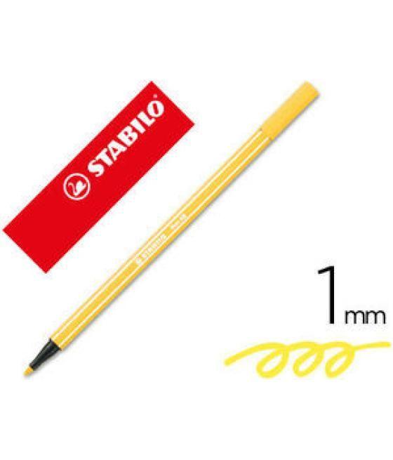 Rotulador premium con punta de fibra biselada pen 68 max color amarillo stabilo 768/44 pack 10 unidades