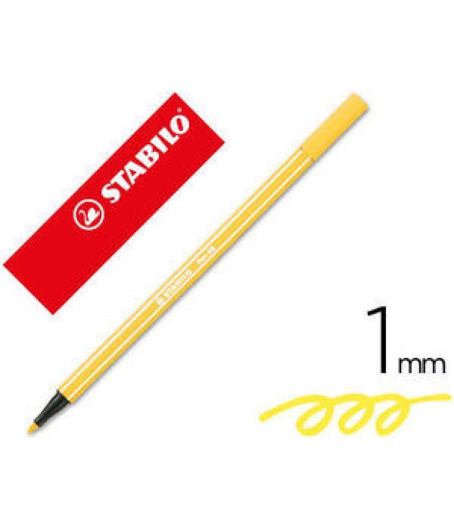 Rotulador premium con punta de fibra biselada pen 68 max color amarillo stabilo 768/44 pack 10 unidades