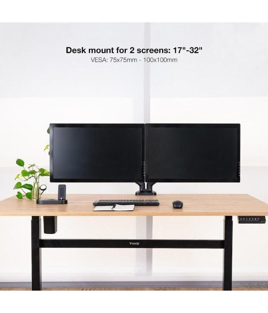 Soporte para 2 monitores tooq db5132tnr-b/ hasta 9kg