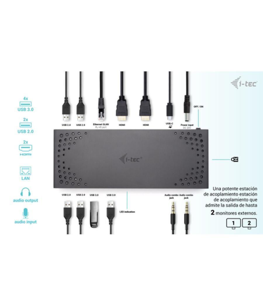 i-tec USB 3.0 / USB-C / Thunderbolt Dual Display Docking Station + Power Delivery 85W