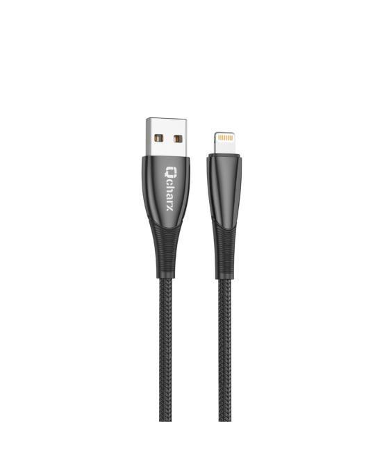 Cable qcharx berlin usb a lightning 3a - 1 m - zinc negro cordon grueso tacto suave