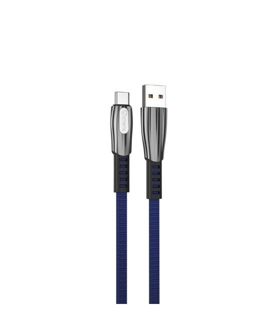Cable qcharx florence usb a tipo c 3a - 1 m - zinc azul cordón plano premium
