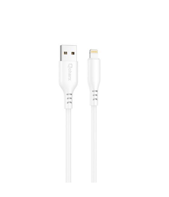 Cable qcharx tokyo usb a lightning 3a - 1 m - silicona blanco tacto suave