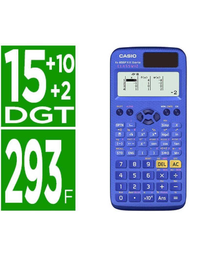 Calculadora casio fx-85sp cw iberia solar cientifica +300 funciones 9 memorias 15+10+2 dígitos 16 mb flash con tapa