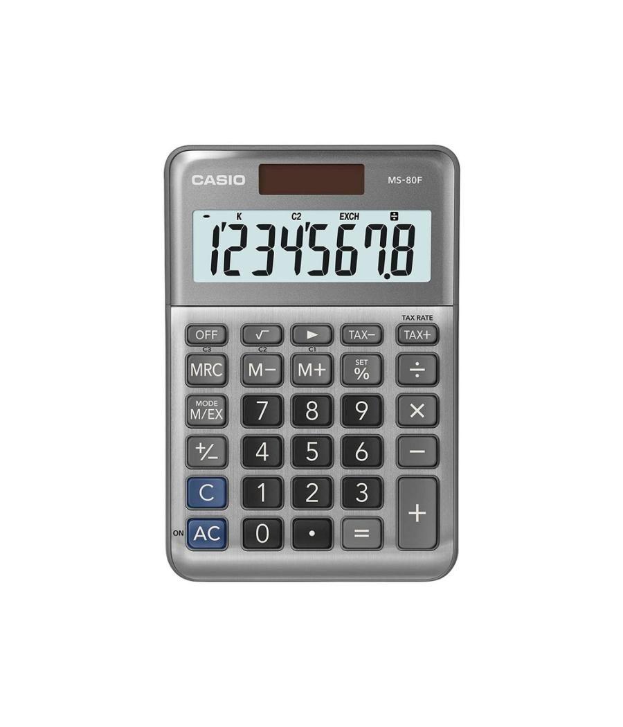 Calculadora casio ms-80f sobremesa 8 dígitos tax +/- color plata