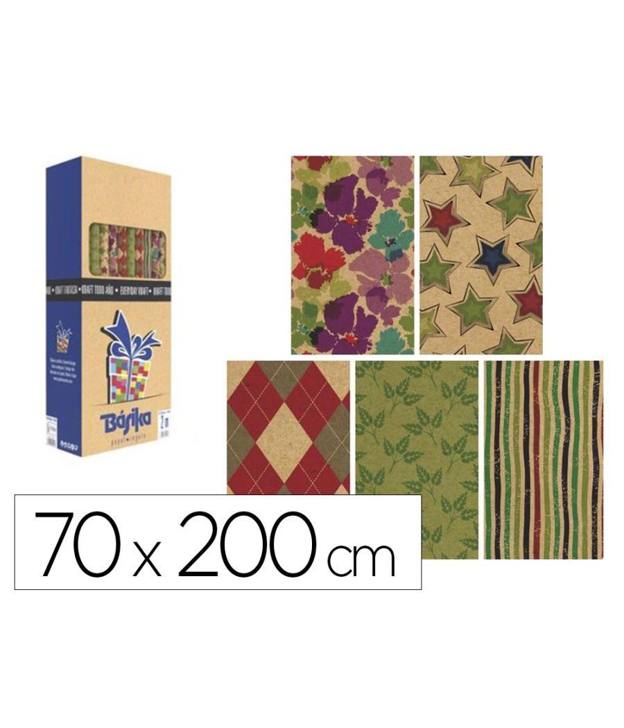 Papel de regalo basika kraft todo año rollo de 70 x 200 cm modelos surtidos