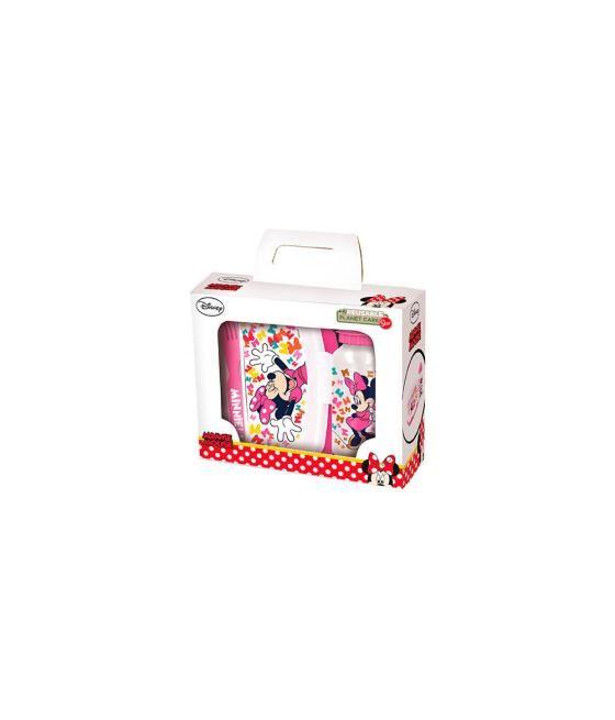 Set de botella y sandwichera + cubiertos safta escolar 210x70x180 mm minnie mouse lucky