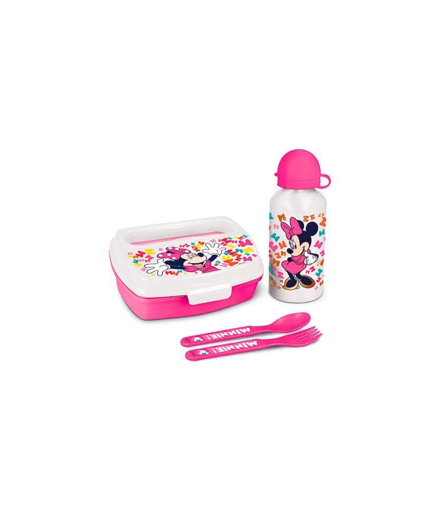 Set de botella y sandwichera + cubiertos safta escolar 210x70x180 mm minnie mouse lucky