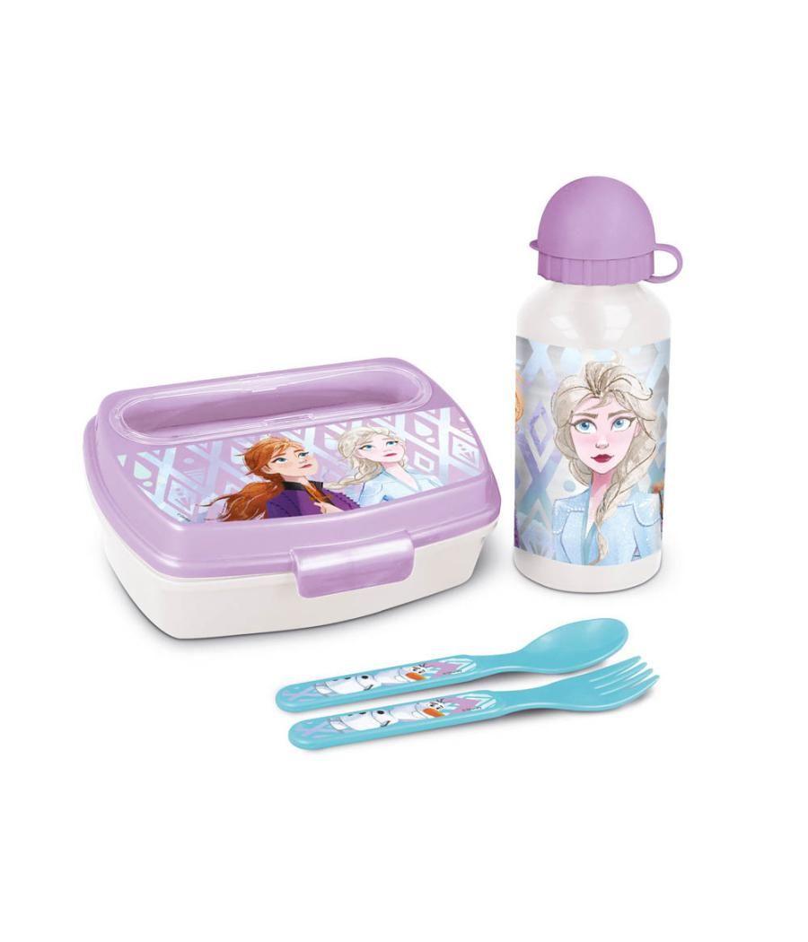 Set de botella y sandwichera + cubiertos safta escolar 210x70x180 mm frozen ii one heart