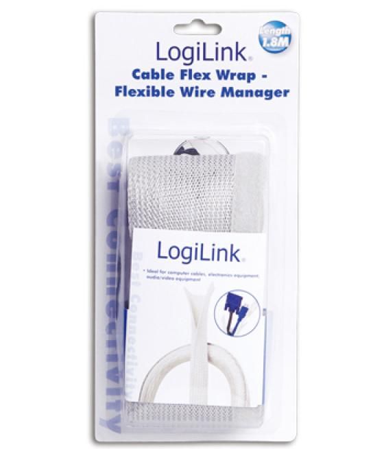 Organizador de cables 1.8m flexwrap gris logilink / kab0007