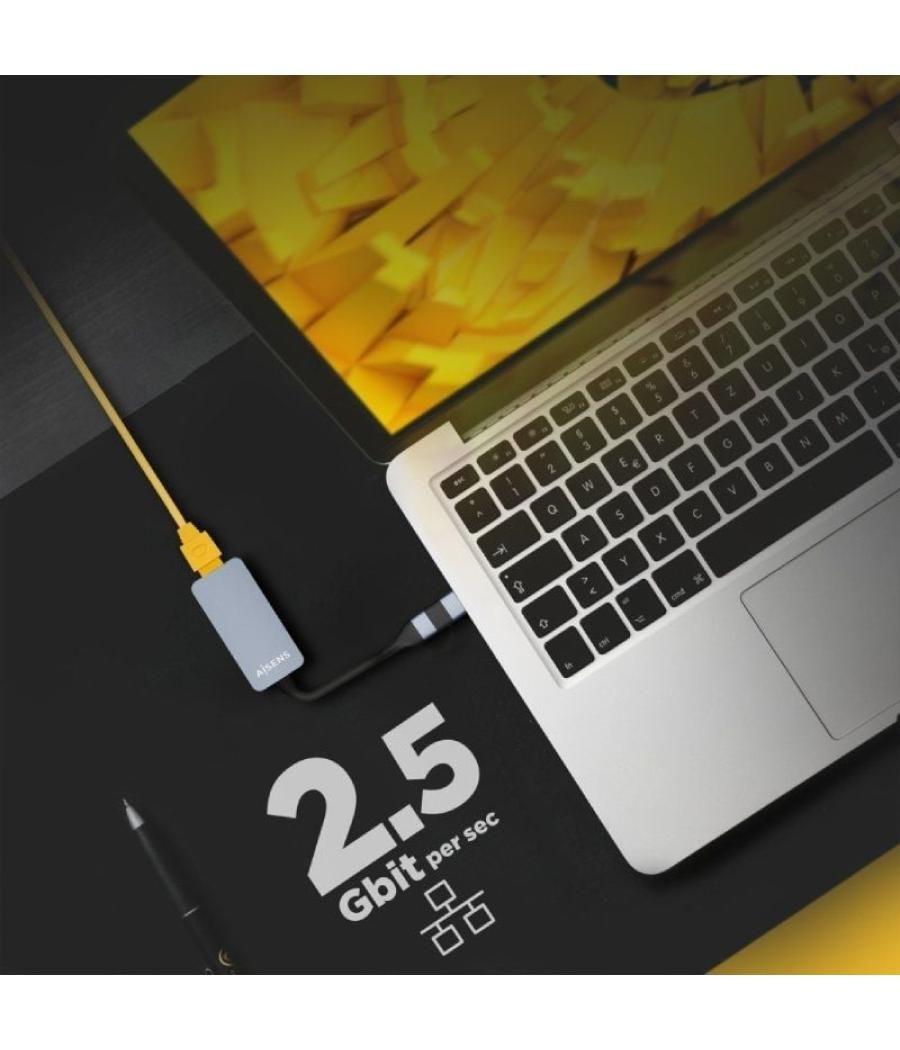 Adaptador usb 3.2 gen1 aisens a109-0710/ usb macho - usb tipo-c macho - rj45 hembra/ 2500mbps/ 15cm/ gris
