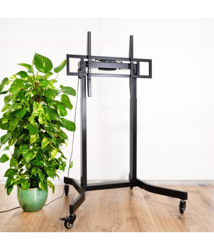 Tooq lux soporte de suelo con ruedas y regulación eléctrica de altura para pantallas 55"-100", negro