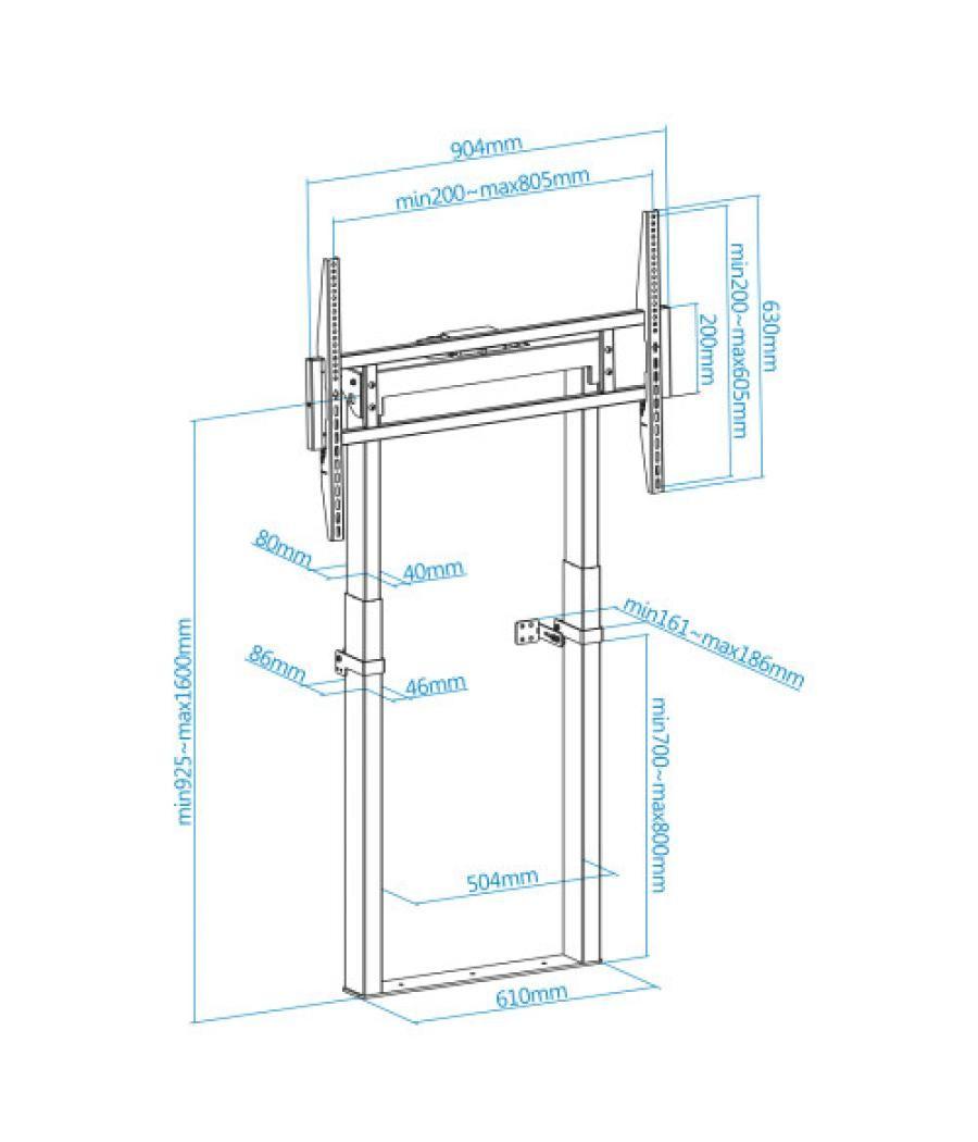 Tooq titan soporte de suelo fijo con regulación eléctrica de altura para pantallas 55"-100", negro