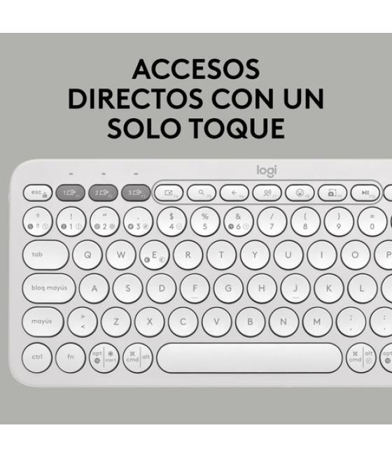 Logitech Pebble Keys 2 K380s teclado RF Wireless + Bluetooth QWERTY Español Blanco