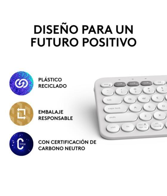 Logitech Pebble Keys 2 K380s teclado RF Wireless + Bluetooth QWERTY Español Blanco