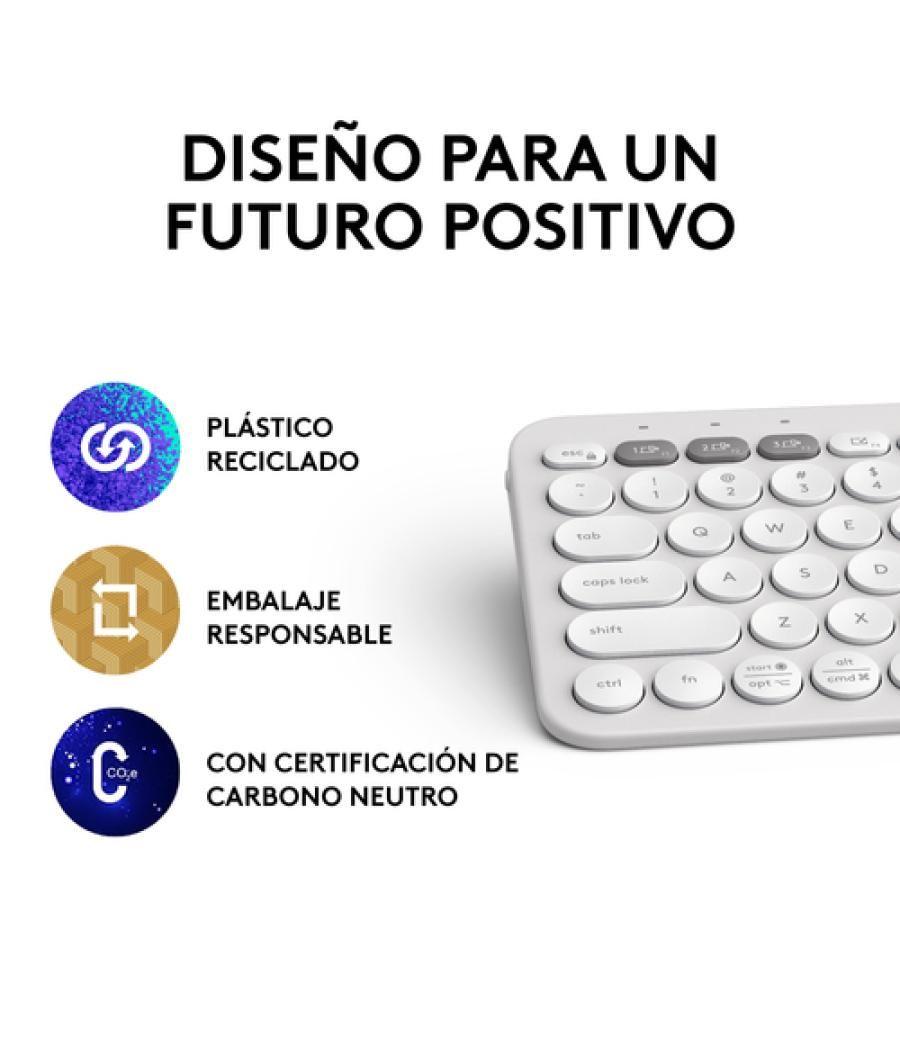 Logitech Pebble Keys 2 K380s teclado RF Wireless + Bluetooth QWERTY Español Blanco