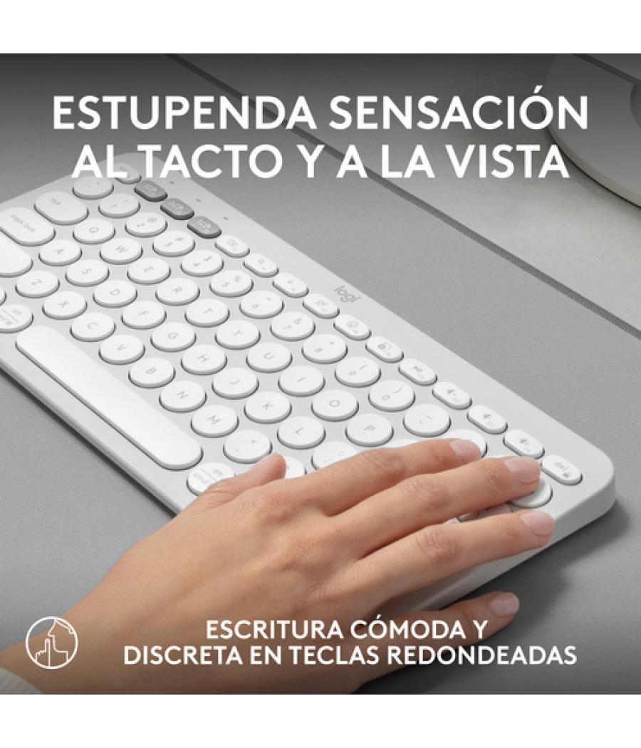 Logitech Pebble Keys 2 K380s teclado RF Wireless + Bluetooth QWERTY Español Blanco