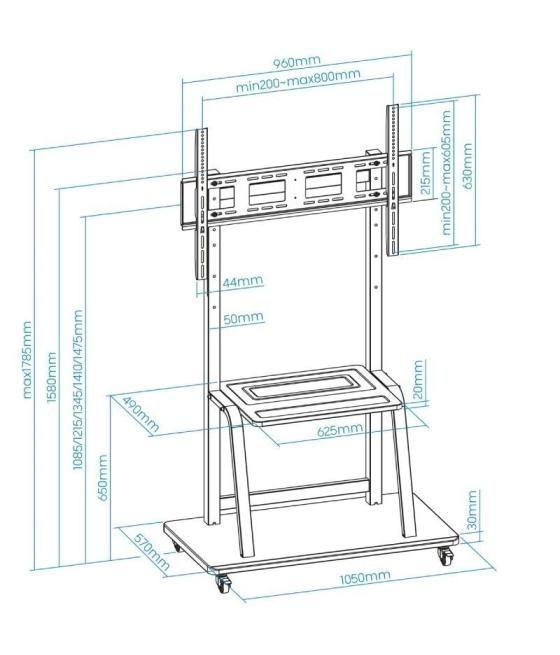 Soporte de pie con ruedas tooq fs20101m-b para tv de 37-100'/ hasta 150kg
