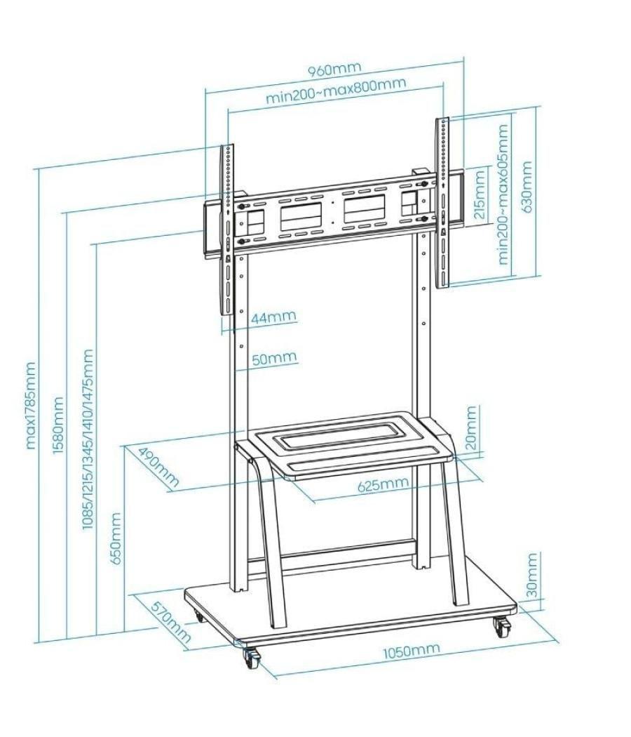 Soporte de pie con ruedas tooq fs20101m-b para tv de 37-100'/ hasta 150kg