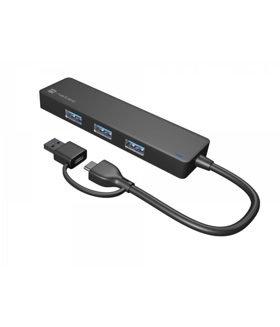 Hub natec mayfly usb-c 3.0 4 puertos + adaptador usb-a