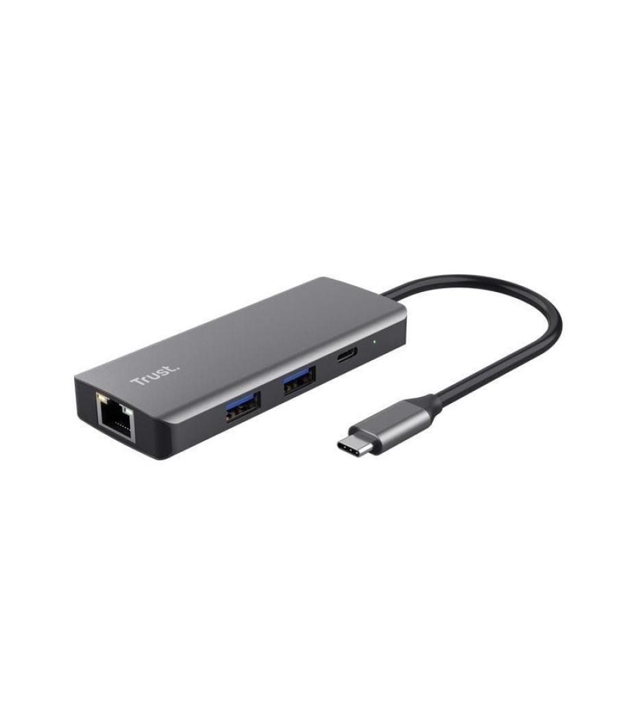 Docking usb tipo-c trust dalyx/ 2xusb/ 2xusb tipo-c/ 1xhdmi/ 1xrj45/ gris