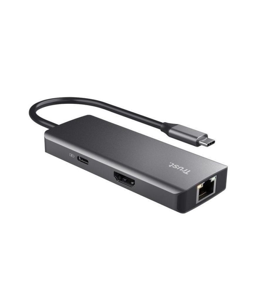 Docking usb tipo-c trust dalyx/ 2xusb/ 2xusb tipo-c/ 1xhdmi/ 1xrj45/ gris