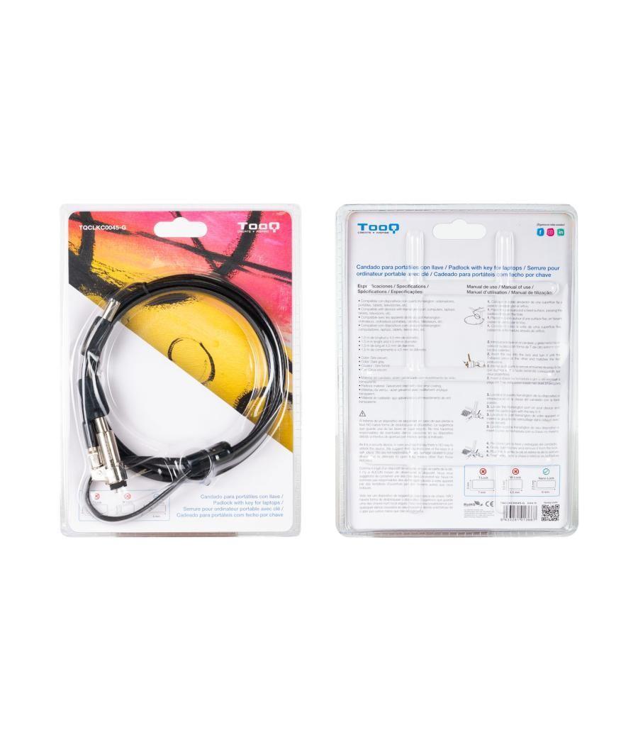 Cable seguridad tipo nano tooq con llave para portatil 1.5m