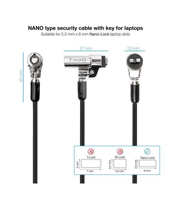 Cable seguridad tipo nano tooq con llave para portatil 1.5m