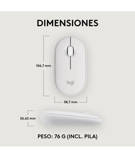 Logitech Pebble 2 M350s ratón Ambidextro RF Wireless + Bluetooth Óptico 4000 DPI