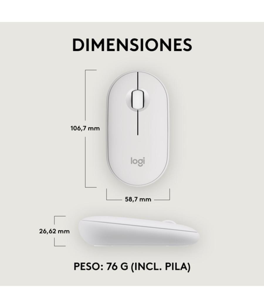 Logitech Pebble 2 M350s ratón Ambidextro RF Wireless + Bluetooth Óptico 4000 DPI