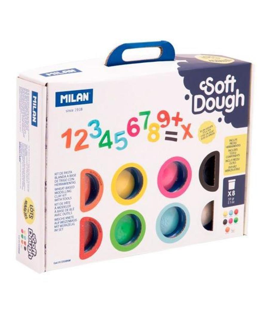 Milan pasta blanda soft dough maletín 8 botes 59gr c/herramientas números c/surtidos