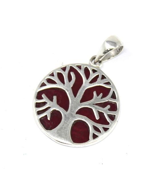 Pendiente de Plata Árbol de la Vida 22mm - Efecto Coral