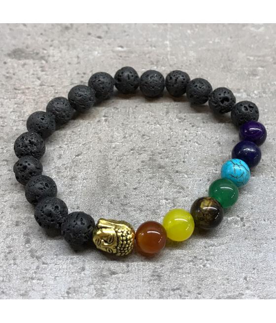 Pulsera de Piedra de Lava - Buda - Chakra